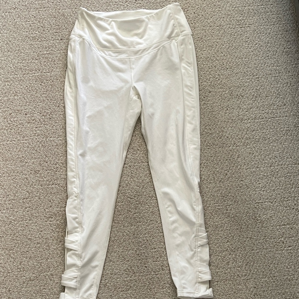 Free People Movement White Cut Out Criss Cross Leggings